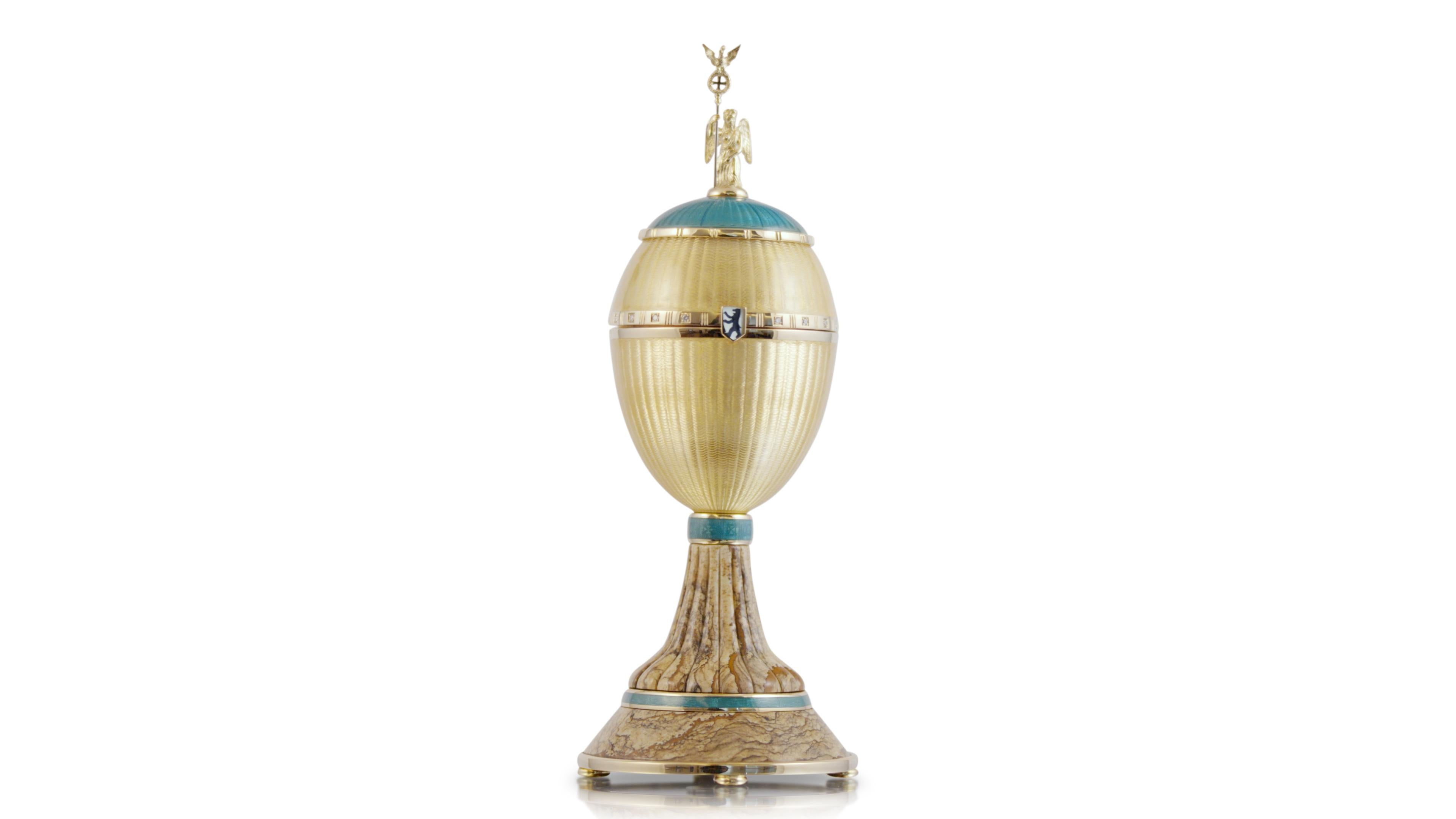 Fabergé Brandenburg Gate-Egg, 0.32ct Diamonds, Vitreous Enamel, Kalahari Jasper 4
