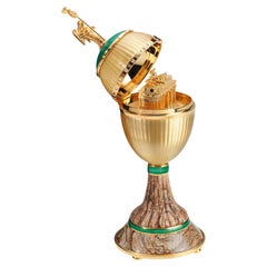 Fabergé Brandenburg Gate-Egg, 0.32ct Diamonds, Vitreous Enamel, Kalahari Jasper
