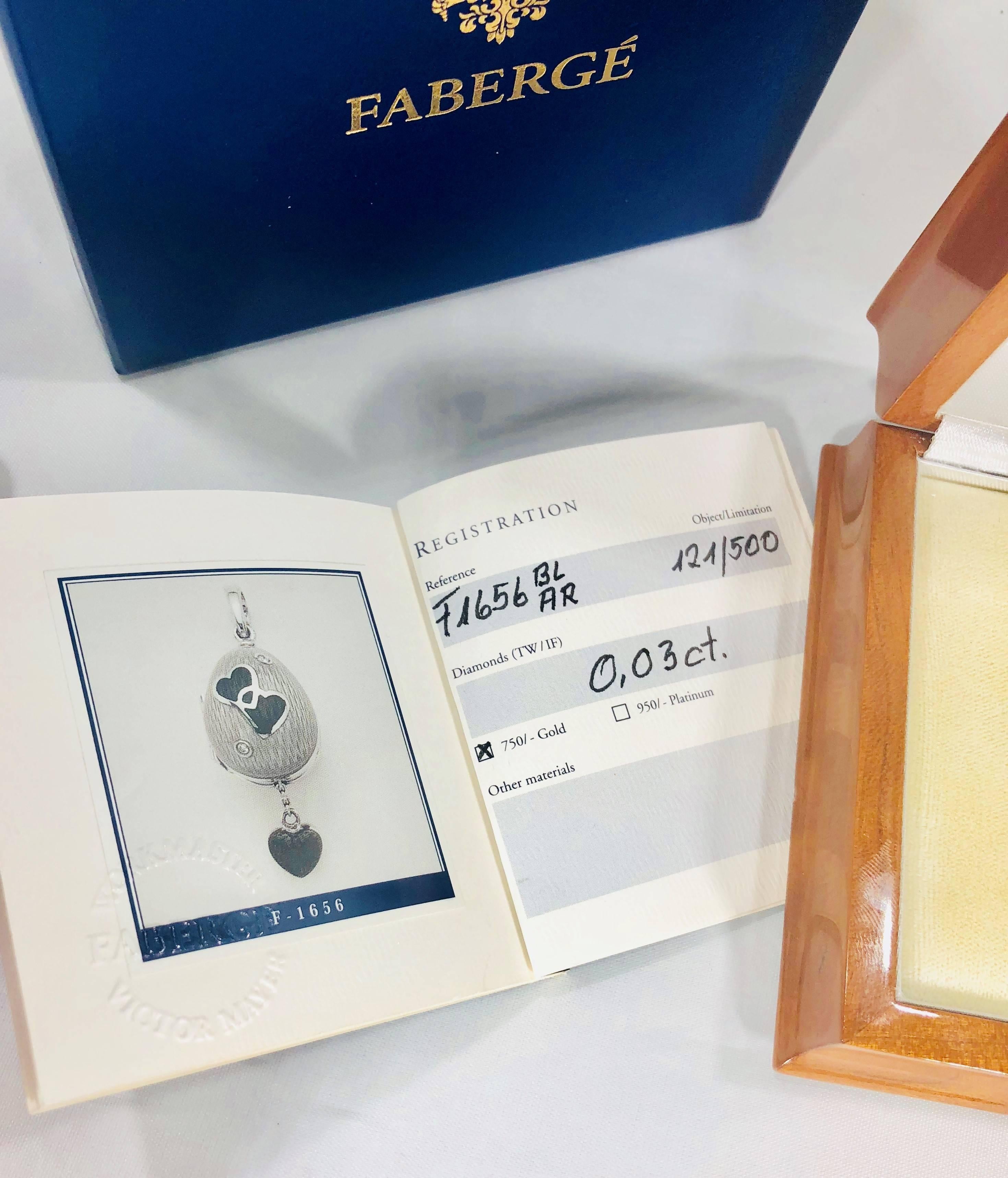 Faberge by Victor Mayer 18 Karat and Enamel Diamond Egg Locket Pendant 4