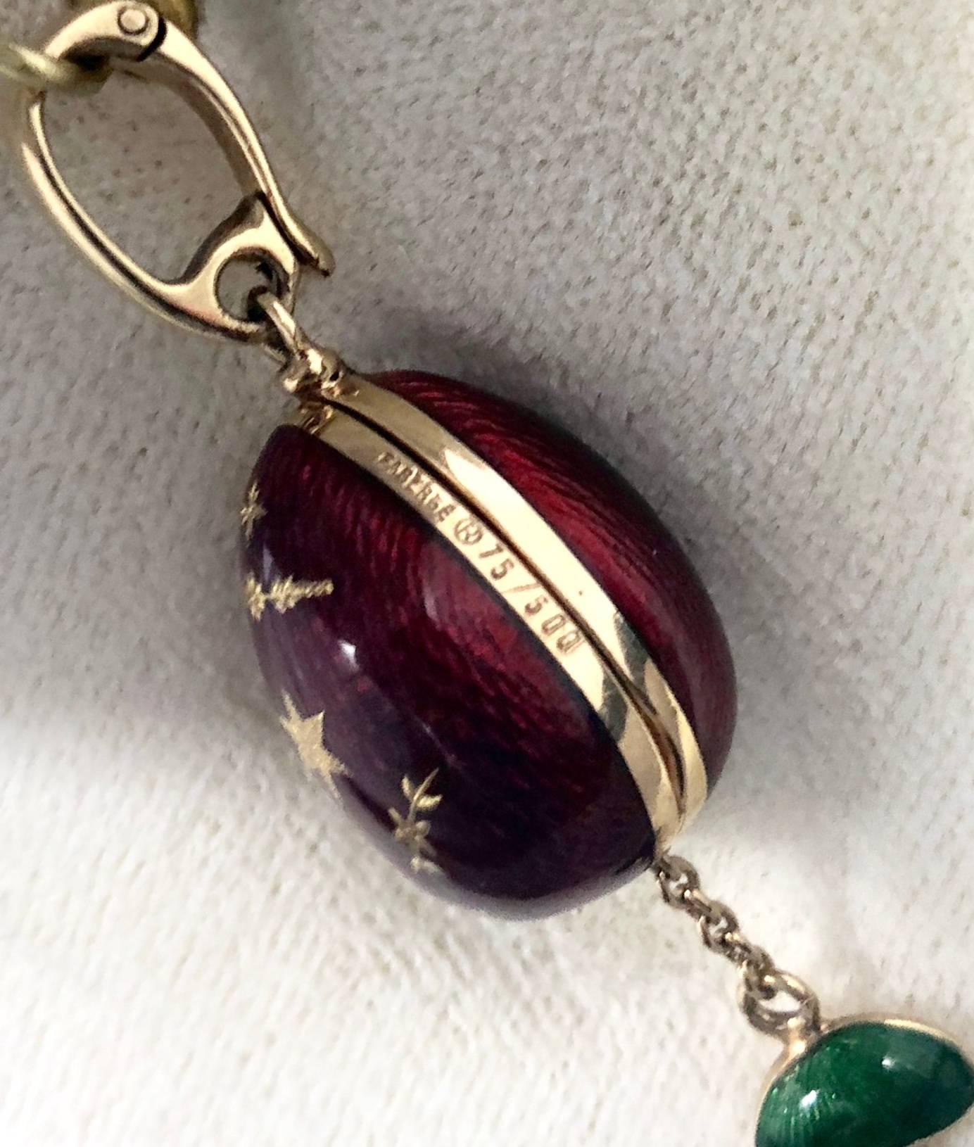 Artisan Faberge by Victor Mayer 18 Karat Gold and Enamel Egg Locket Pendant