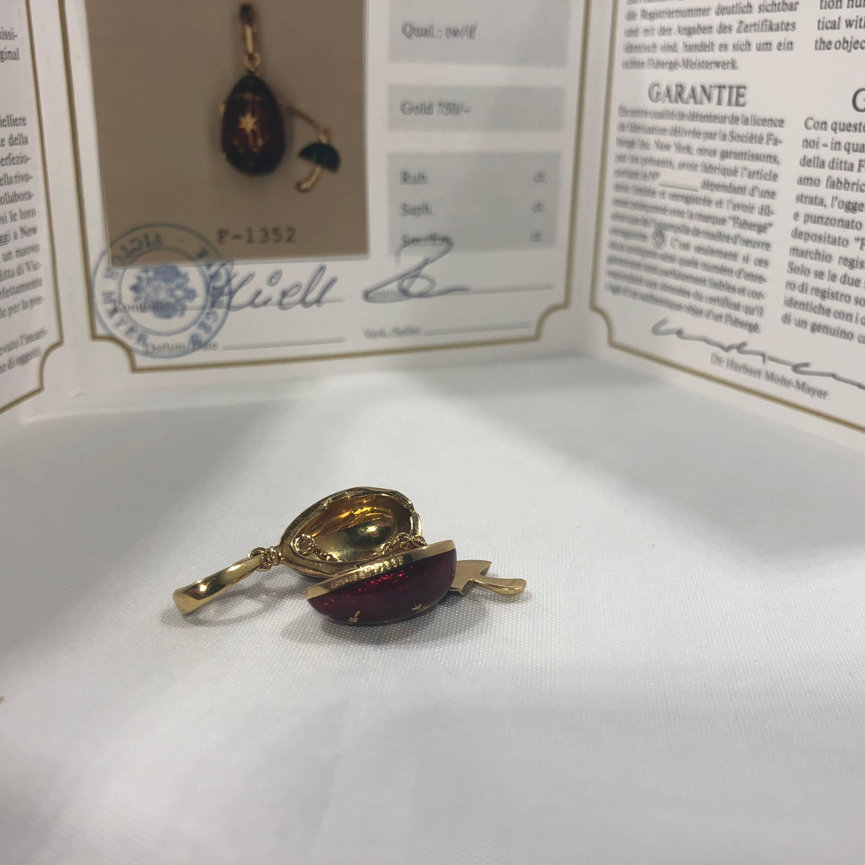 Faberge by Victor Mayer 18 Karat Gold and Enamel Egg Locket Pendant In New Condition In Mansfield, OH