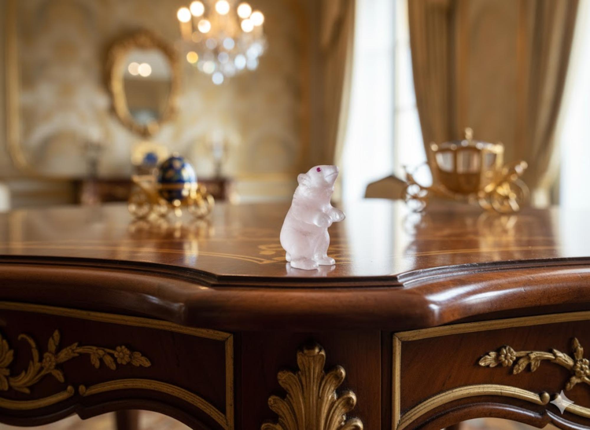 Miniatura di orso polare in calcedonio di Faberge con occhi di rubino - Arte imperiale russa in vendita 4