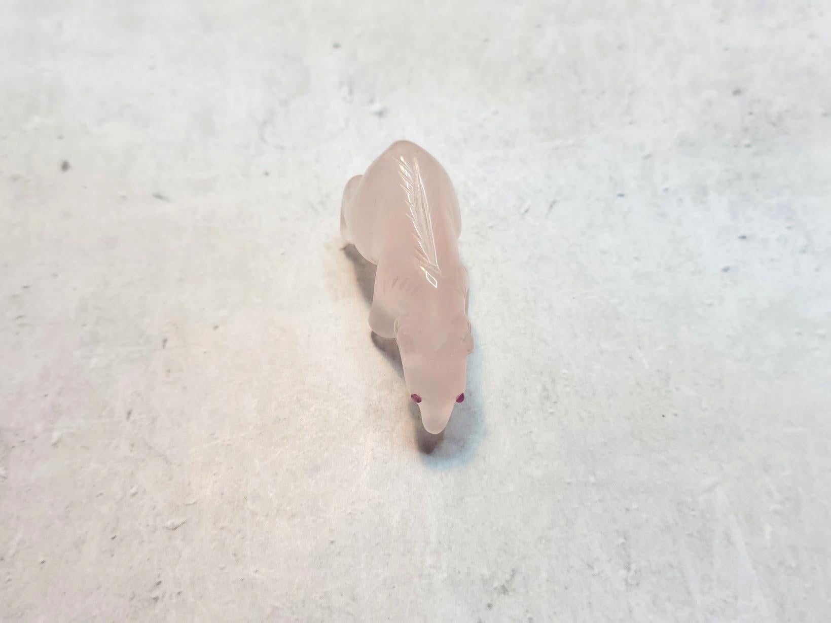 da uomo o donna Miniatura di orso polare in calcedonio di Faberge con occhi di rubino - Arte imperiale russa in vendita