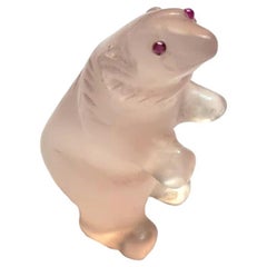 Faberge Chalcedony Polar Bear Miniature with Ruby Eyes - Russian Imperial Art
