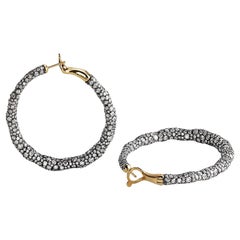 Fabergé Charmeuse 18K Gold & Silver Diamond Encrusted Hoop Earrings, US Clients