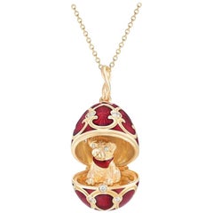 Fabergé Chinese New Year Heritage Dog Yellow Gold Red Enamel Locket