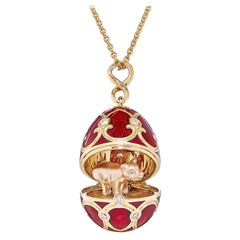 Fabergé Chinese New Year Palais Tsarskoye Selo Gold Locket with Red, US Clients