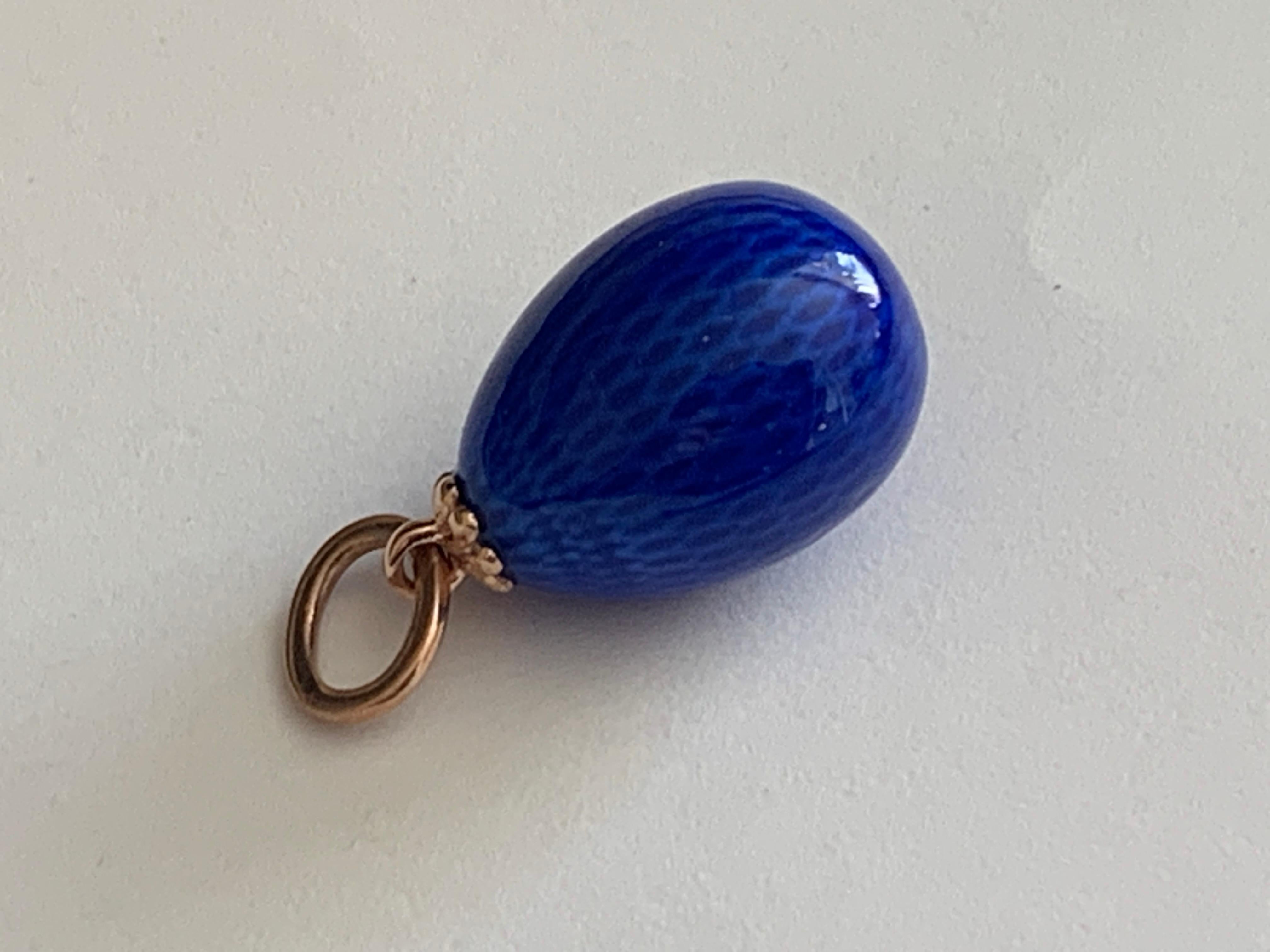 FABERGE Antik-Ei-Anhänger, kobaltblau im Zustand „Gut“ im Angebot in London, GB