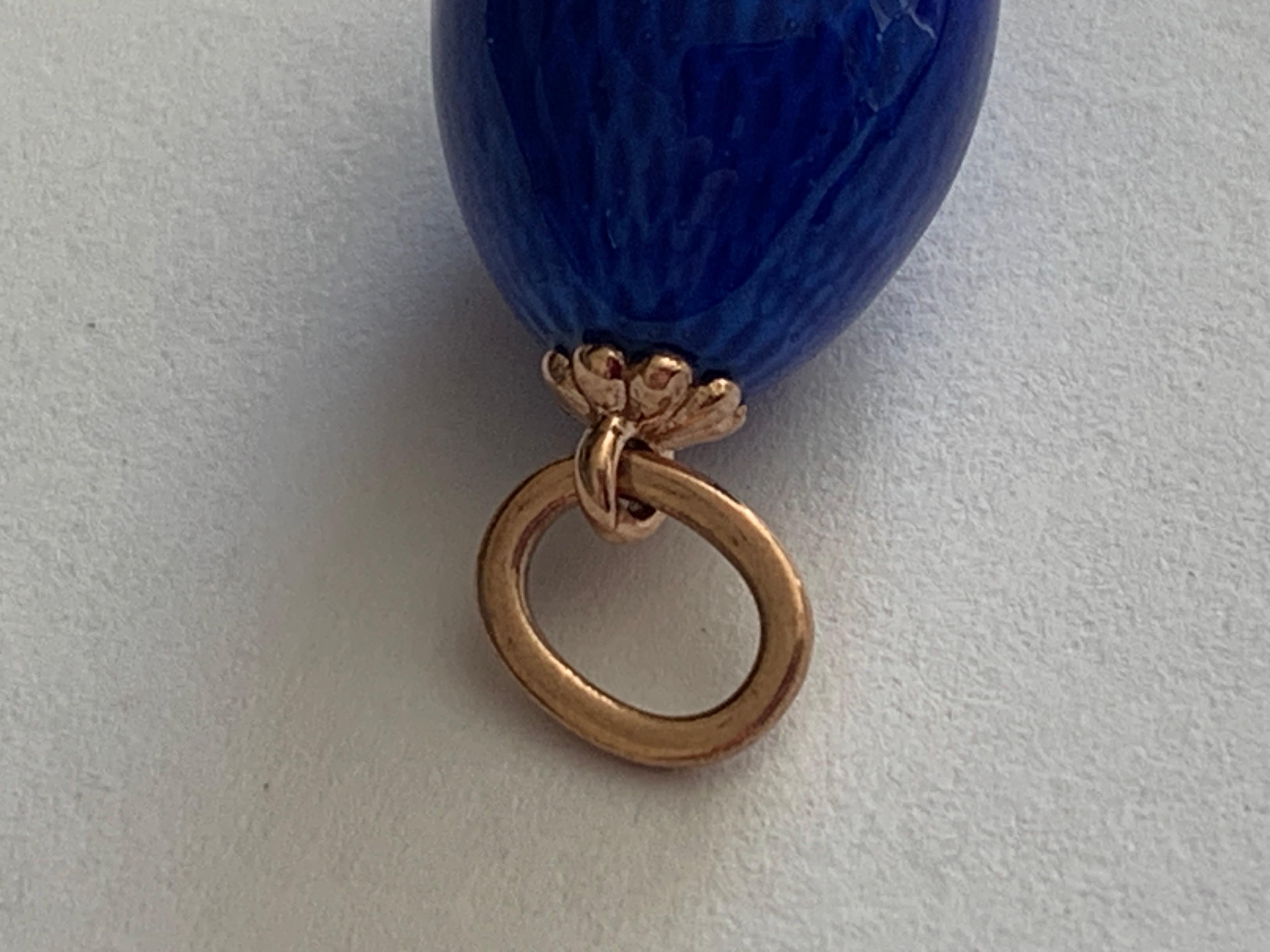 FABERGE Antik-Ei-Anhänger, kobaltblau Damen im Angebot