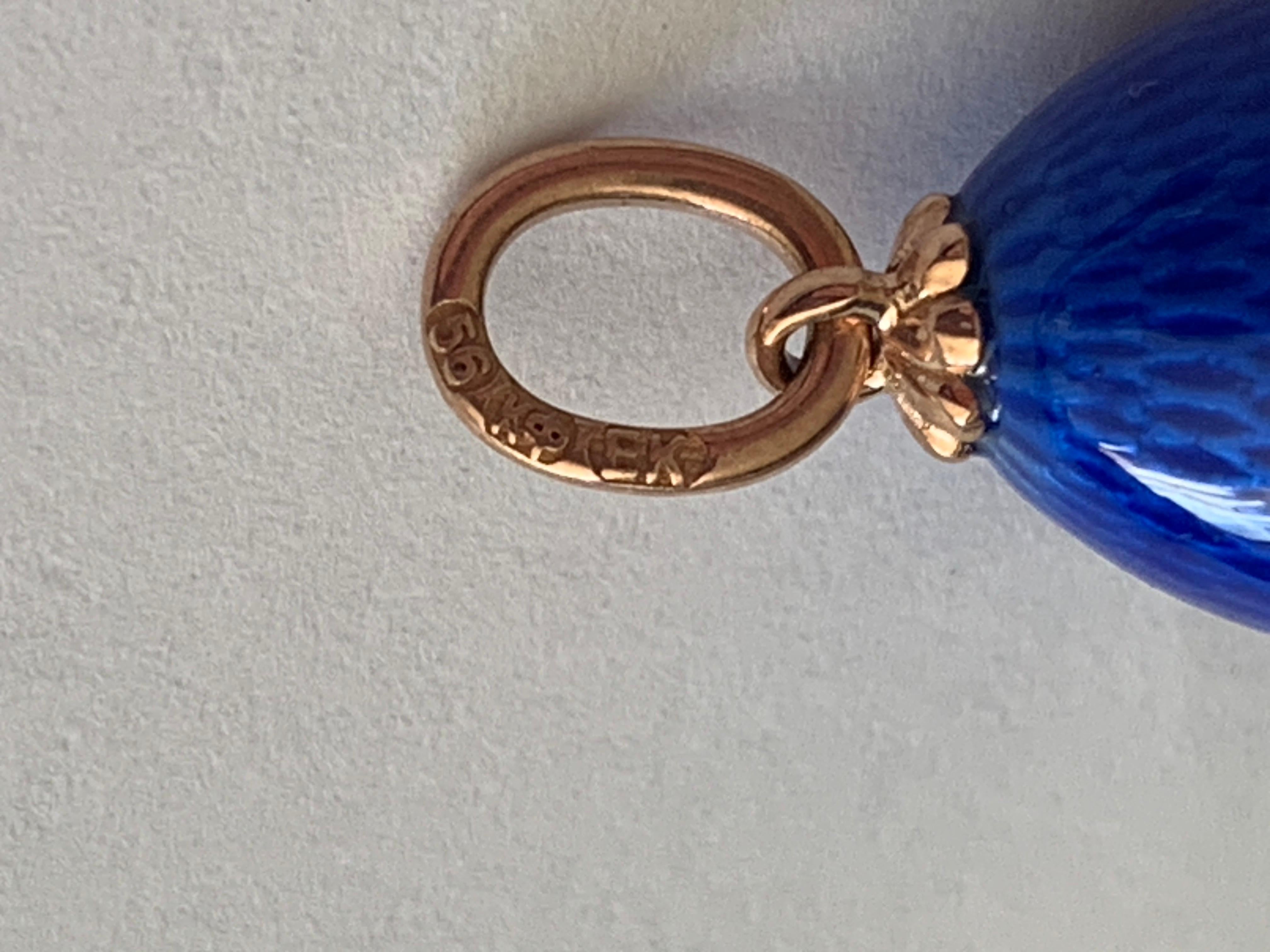 FABERGE Antik-Ei-Anhänger, kobaltblau im Angebot 1