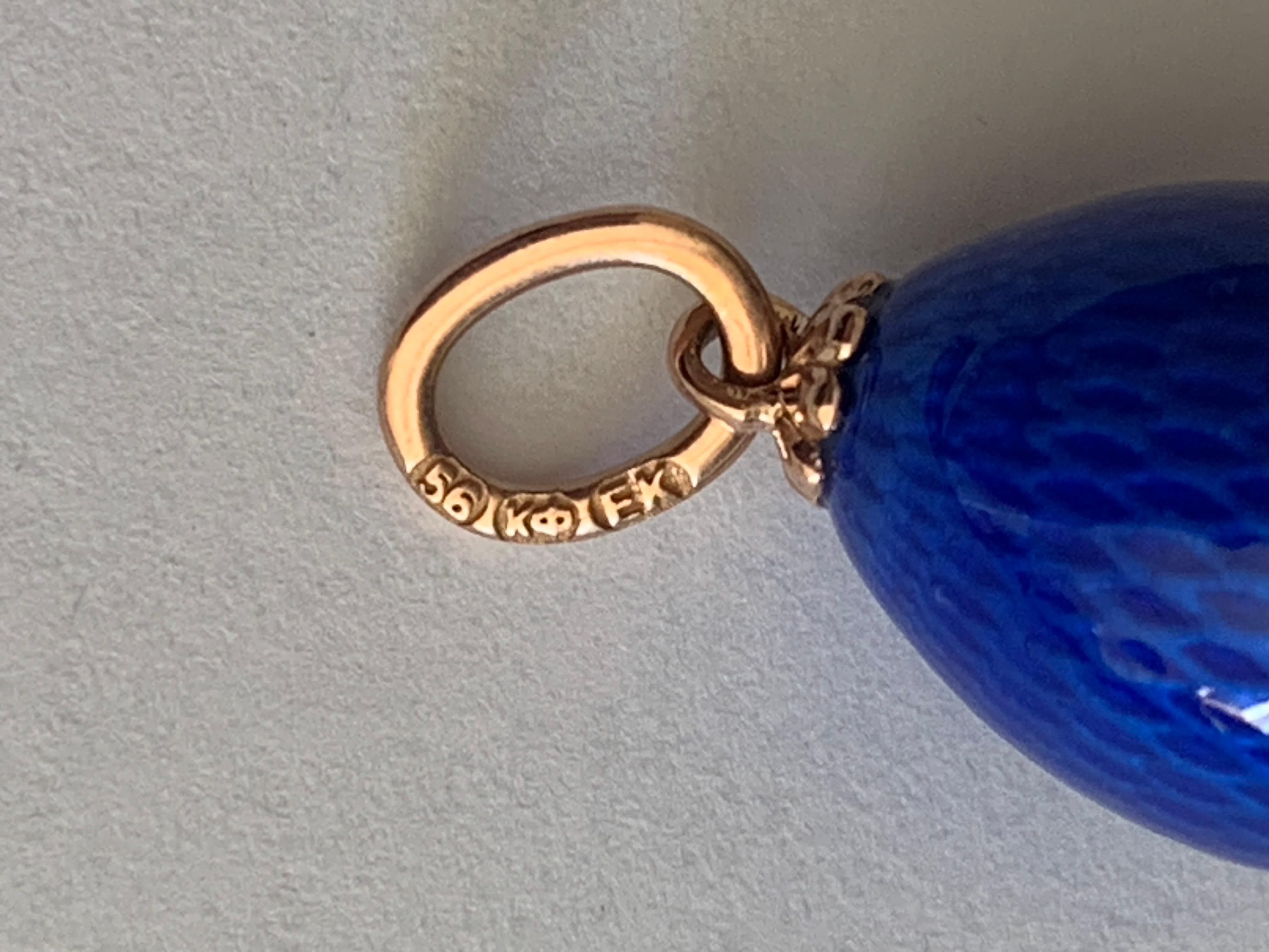 FABERGE Antik-Ei-Anhänger, kobaltblau im Angebot 2
