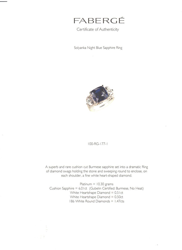Round Cut Fabergé Collection Three Colors of Love Gubelin Cert 6.01 Carat Sapphire Ring For Sale