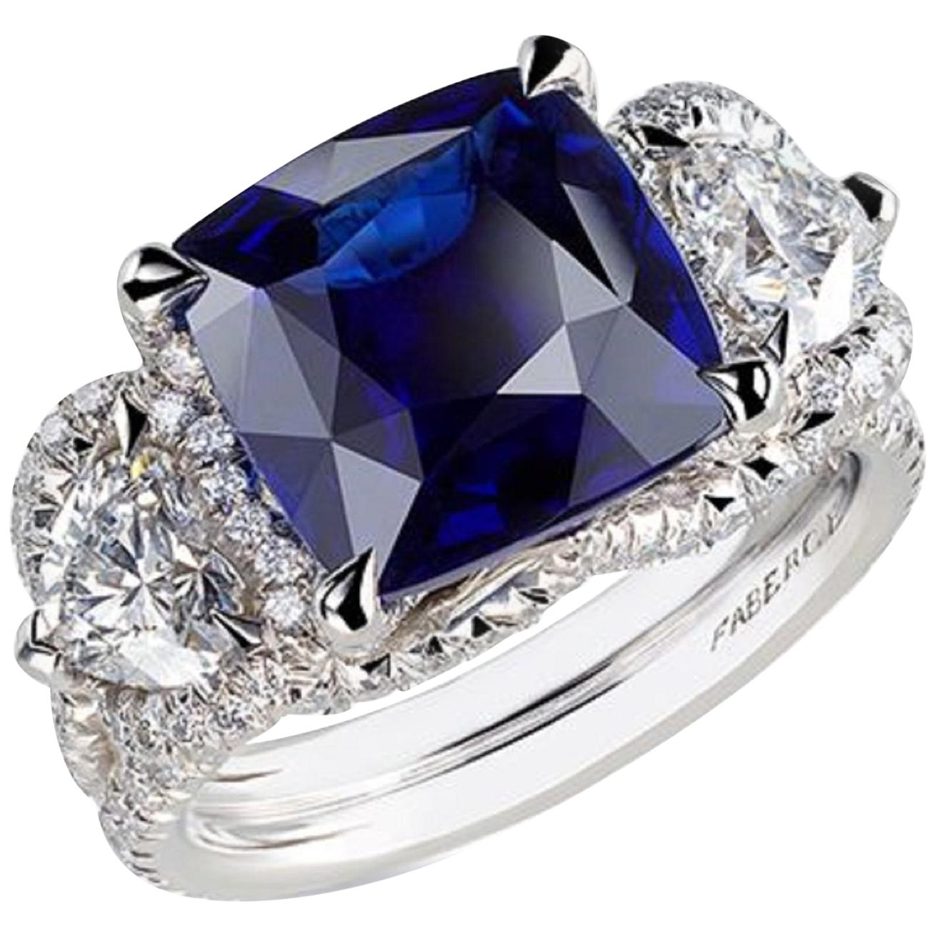 Fabergé Collection Three Colors of Love Gubelin Cert 6.01 Carat Sapphire Ring