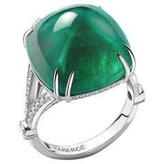 Fabergé Colours of Love Empress White Gold 22.31ct Emerald Ring Set, US Clients