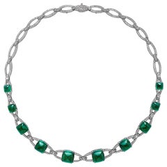 Fabergé Colours of Love Empress White Gold 54.23ct Emerald Necklace, US Clients