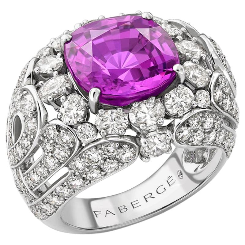 Fabergé Colours of Love White Gold 6.93ct Purple Sapphire Ring Set, US Clients For Sale