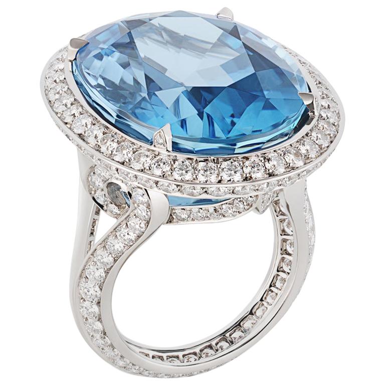 Fabergé Colours of Love Platinum 29.72ct Oval Ring Set W/ Diamonds, US Clients For Sale