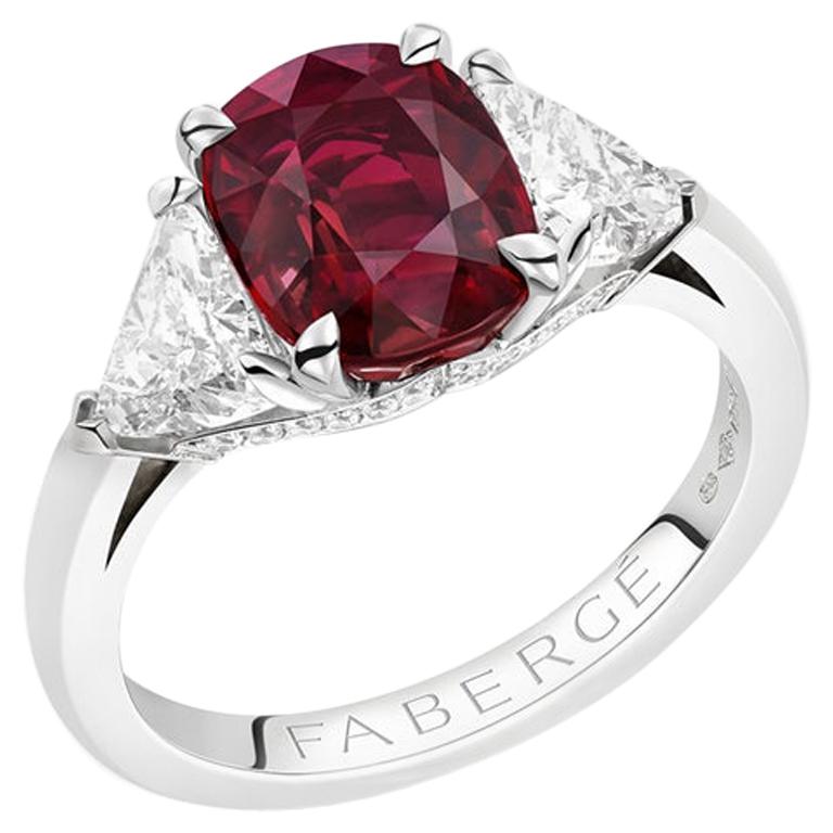 Fabergé Colours of Love Platinum 3.06ct Ruby Ring Set With Diamonds, US Clients For Sale