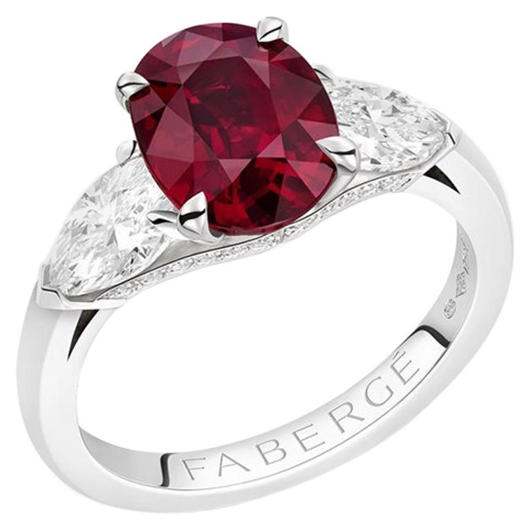 Fabergé Colours of Love Platinum 3.15ct Ruby Ring Set With Diamonds, US Clients For Sale
