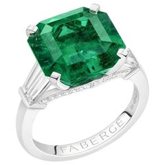 Fabergé Colours of Love Platinum 7.64ct Emerald Ring Set W/ Diamonds, US Clients