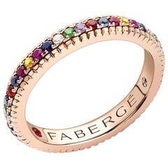 Fabergé Colours of Love Rose Gold Gemstone Set Fluted Ring, US Clients