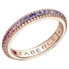 Fabergé Colours of Love Rose Gold Rainbow Gemstone Set Fluted Ring, US Clients