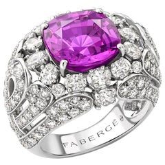 Fabergé Colours of Love White Gold 6.93ct Cushion Cut Purple Sapphire Ring Set