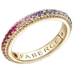 Fabergé Colours of Love Yellow Gold Rainbow Multicoloured Gemstone, Fluted Ring