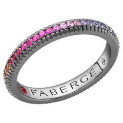 Fabergé Colours of Love Black Rhodium Rainbow Multicoloured Set Fluted Ring