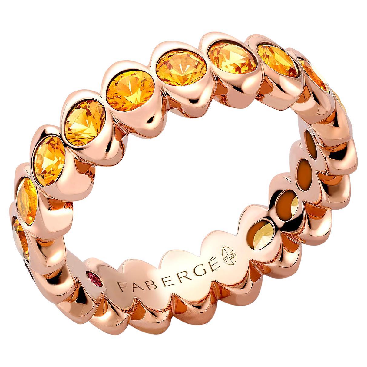 Fabergé Colours of Love Cosmic Curve Rose Gold Orange Sapphire Eternity Ring For Sale