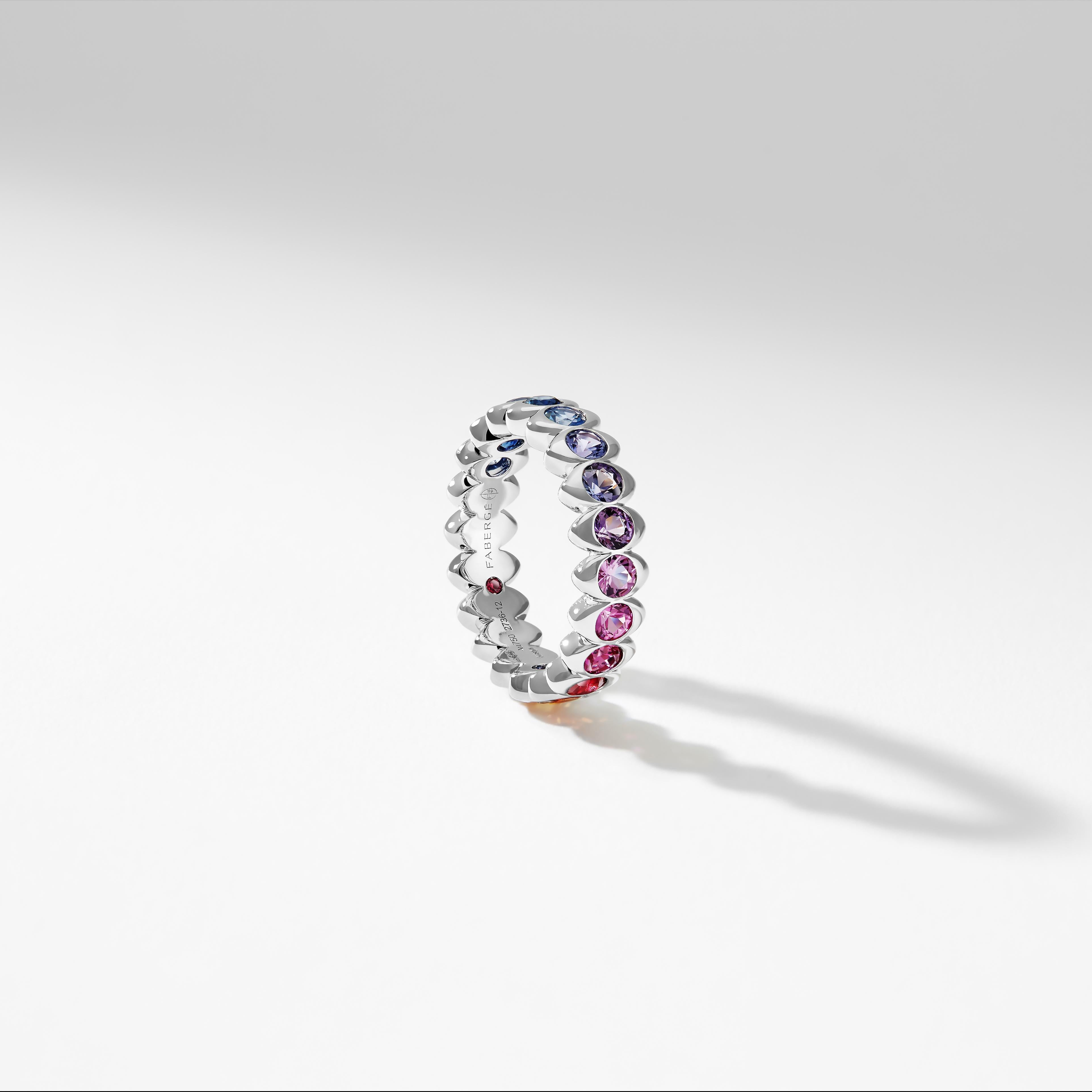 For Sale:  Fabergé Colours of Love Cosmic Curve White Gold Gemstone Eternity Ring 5