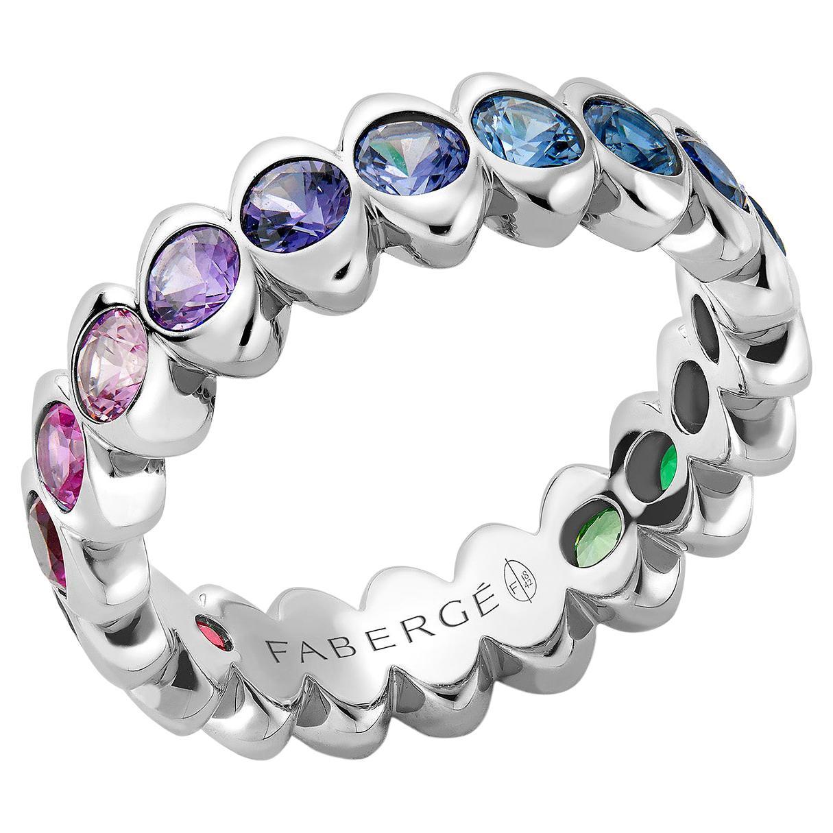 For Sale:  Fabergé Colours of Love Cosmic Curve White Gold Gemstone Eternity Ring