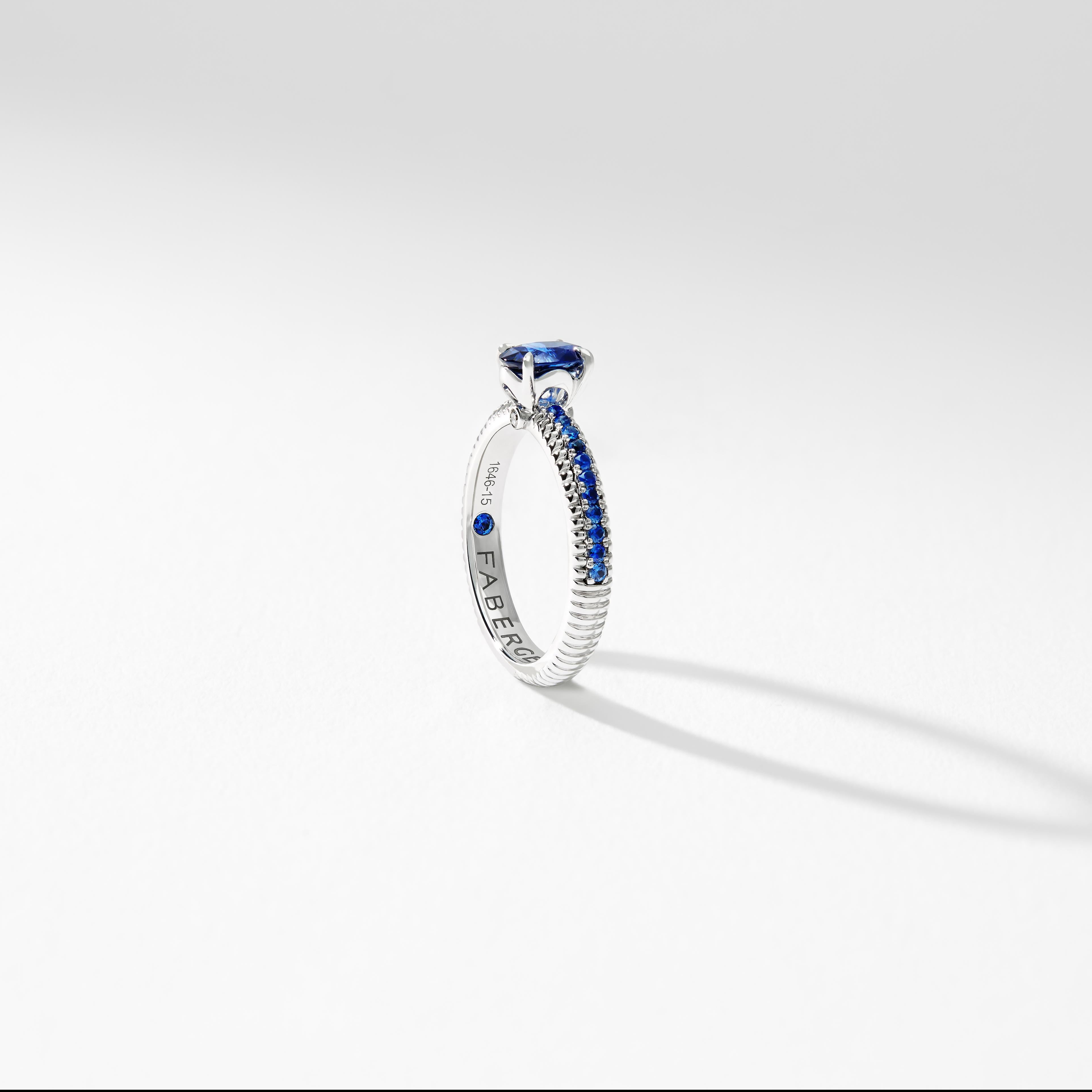For Sale:  Fabergé Colours of Love Gold Blue Sapphire Fluted Ring with Sapphire Shoulders 3