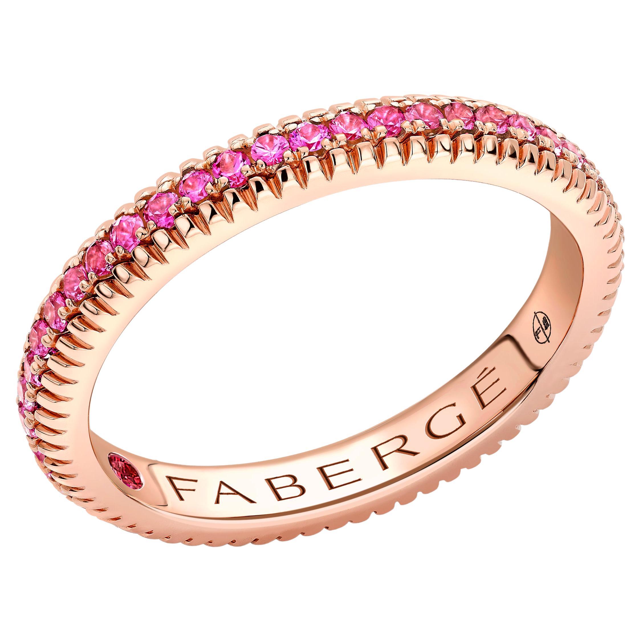 Fabergé Colours of Love Rose Gold & Pink Sapphire Fluted Eternity Ring For Sale