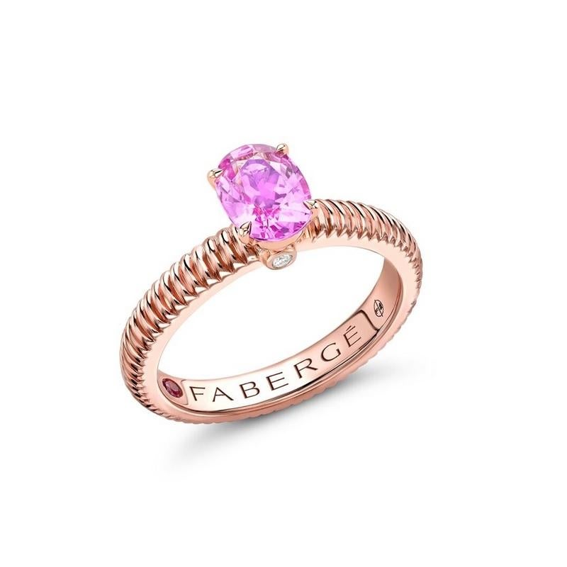 Oval Cut Fabergé Colours of Love Rose Gold Pink Sapphire Fluted Ring 845RG2741