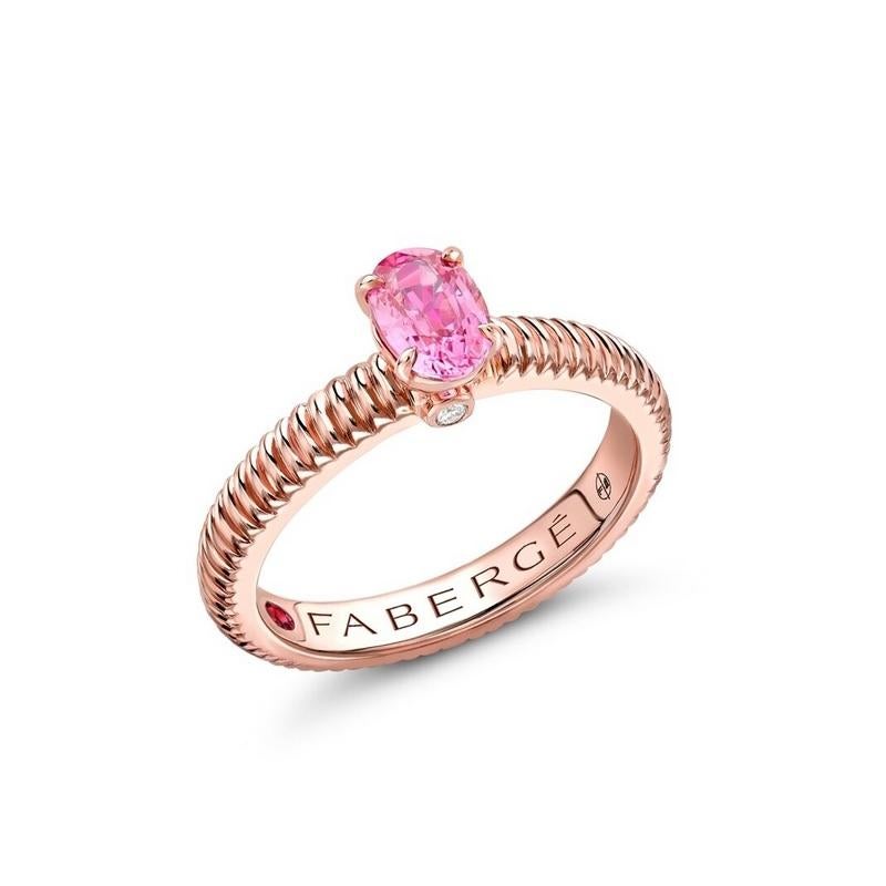 Oval Cut Fabergé Colours of Love Rose Gold Pink Sapphire Fluted Ring 845RG2744
