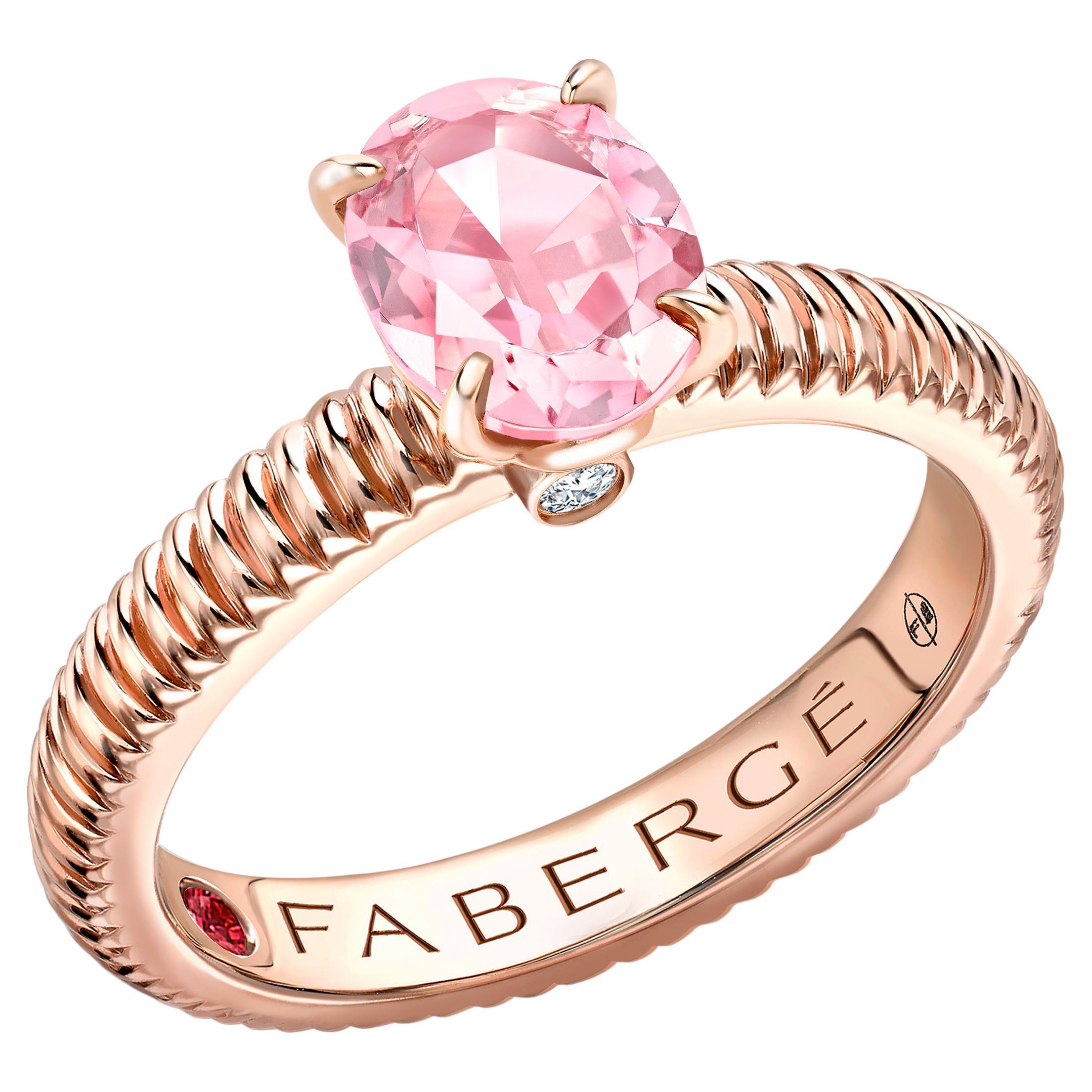 Fabergé Colours of Love Rose Gold Pink Tourmaline Fluted Ring For Sale