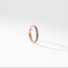 Fabergé Colours of Love Rose Gold Rainbow Multicoloured Gemstone Set Fluted Ring