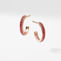 Fabergé Colours of Love Rose Gold & Ruby Fluted Hoop Earrings