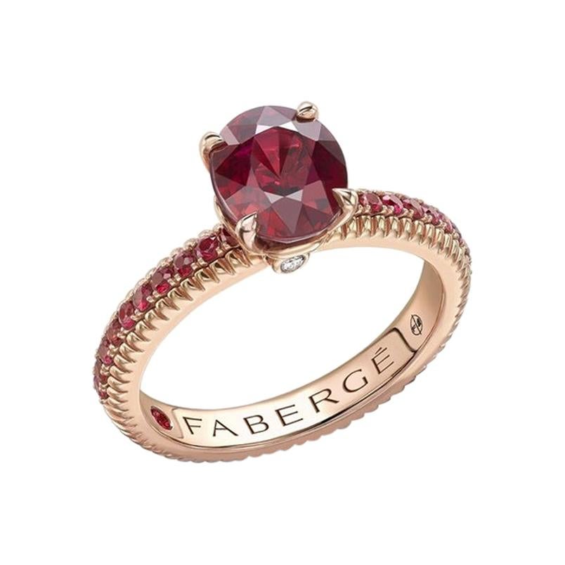 Fabergé Colours of Love Rose Gold Ruby Ring with Ruby Shoulders 831RG1642