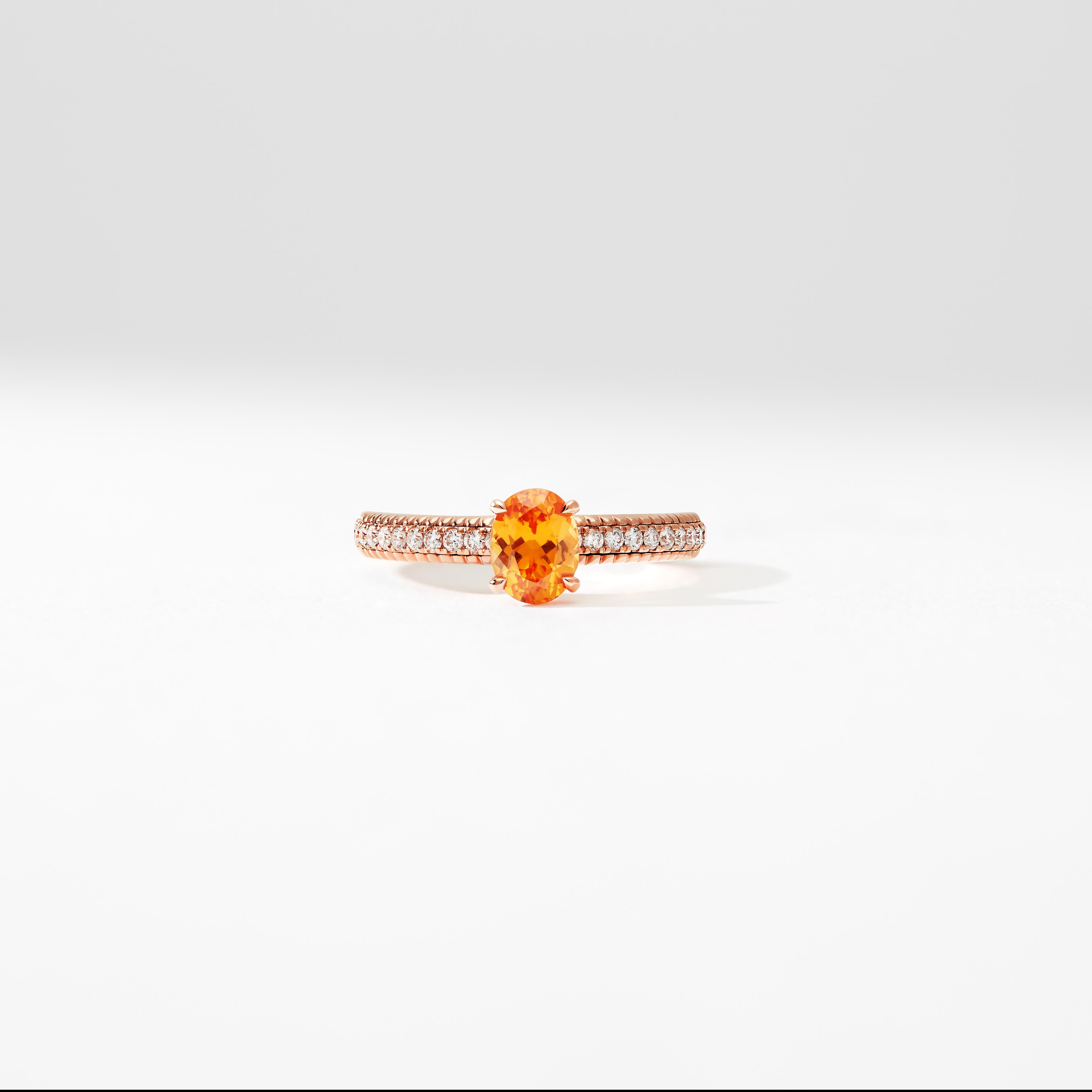 For Sale:  Fabergé Colours of Love Rose Gold Spessartite Fluted Ring with Diamond Shoulders 4