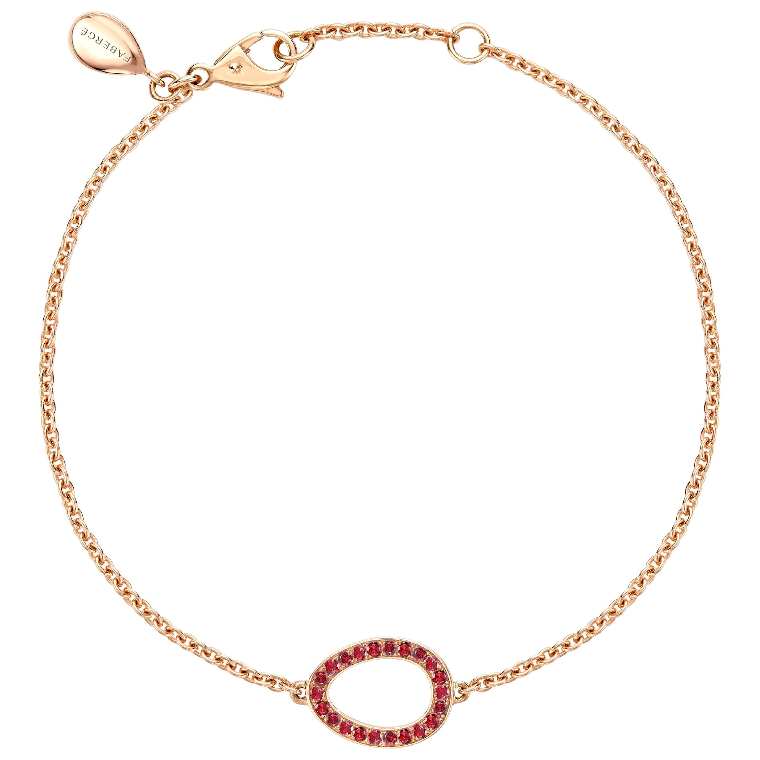 Fabergé Colours of Love Sasha Rose Gold Ruby Egg Chain Bracelet For Sale