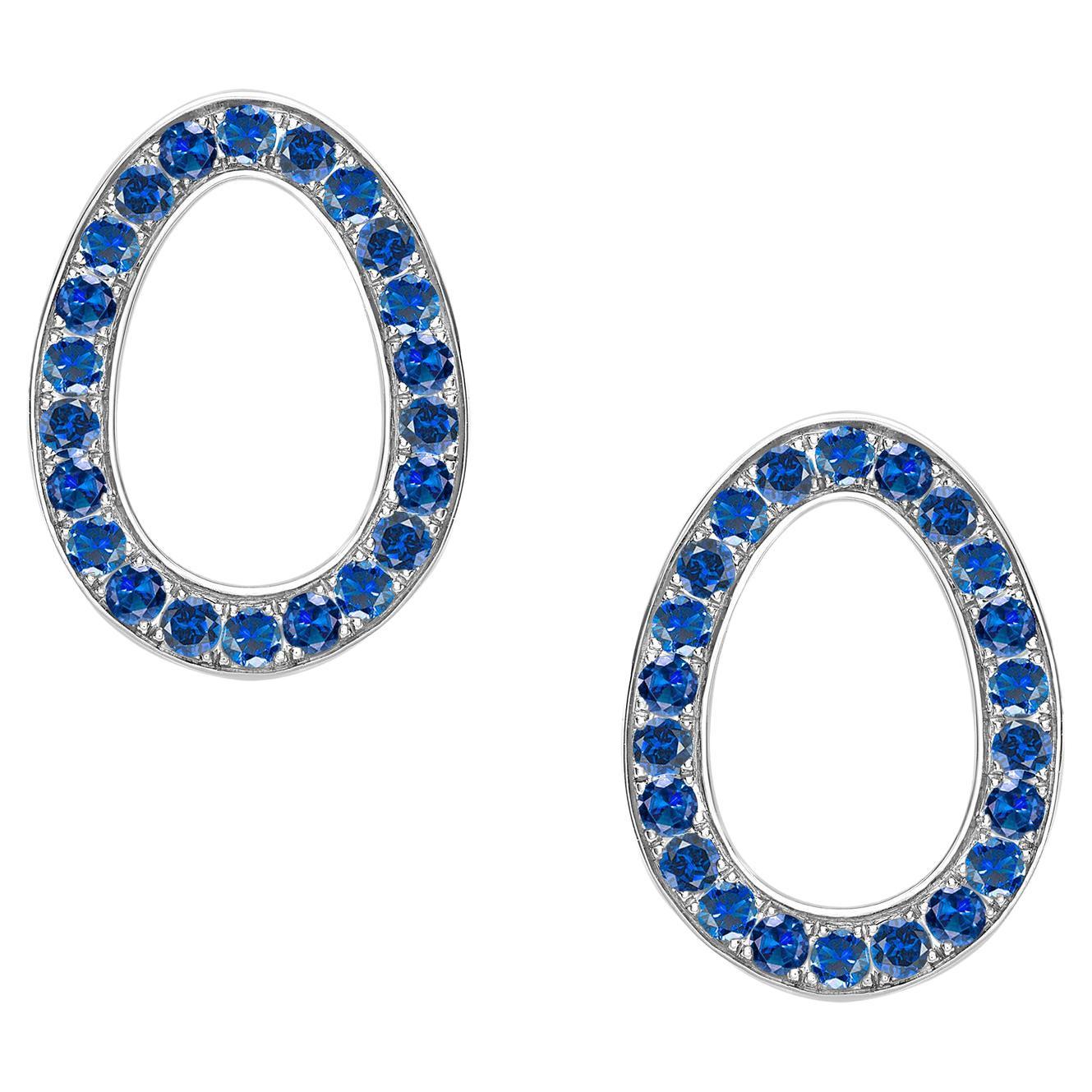 Fabergé Colours of Love Sasha White Gold Blue Sapphire Egg Stud Earrings For Sale