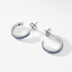 Fabergé Colours of Love White Gold & Blue Sapphire Fluted Hoop Earrings