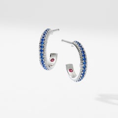 Fabergé Colours of Love White Gold & Blue Sapphire Fluted Hoop Earrings