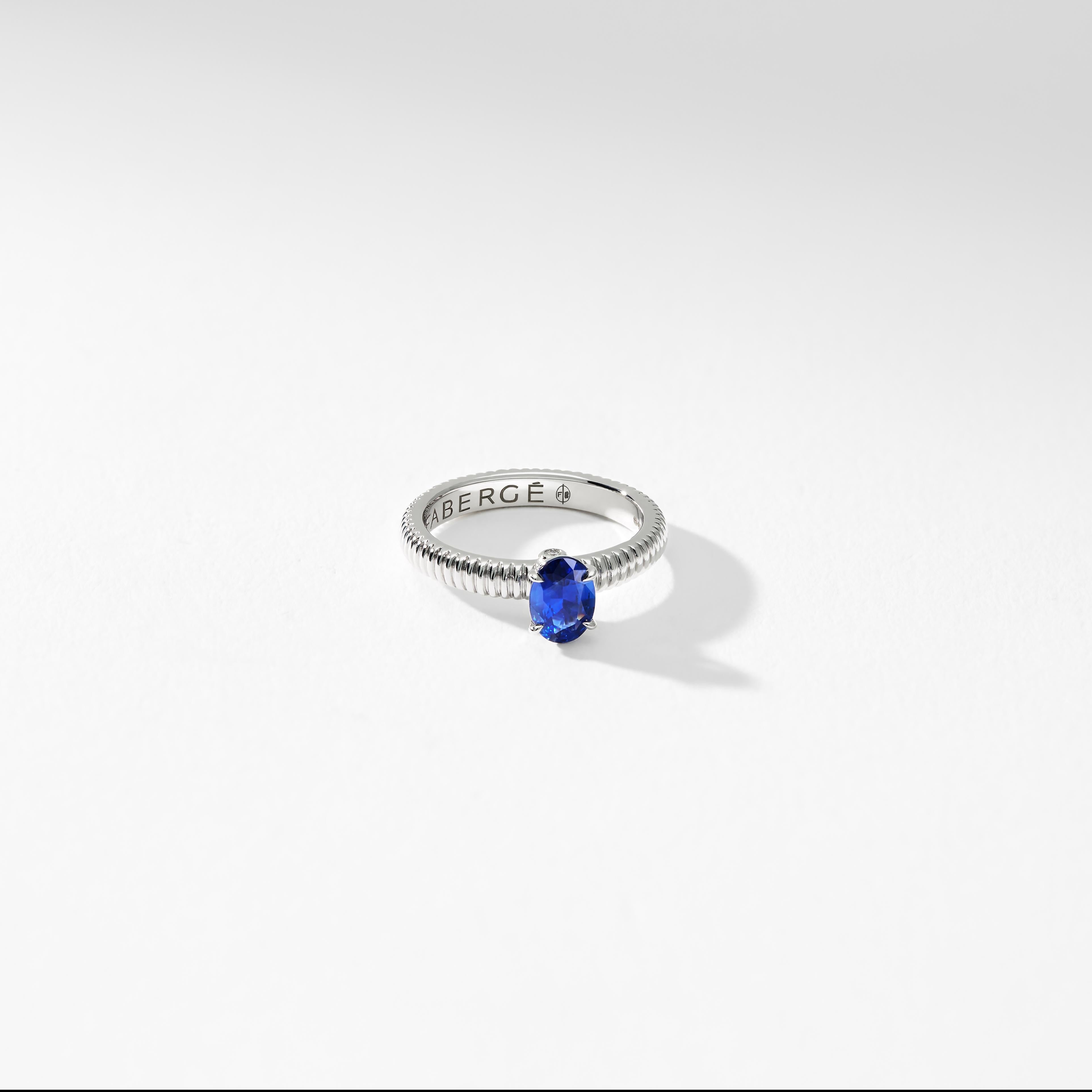 For Sale:  Fabergé Colours of Love White Gold Blue Sapphire Fluted Ring 3