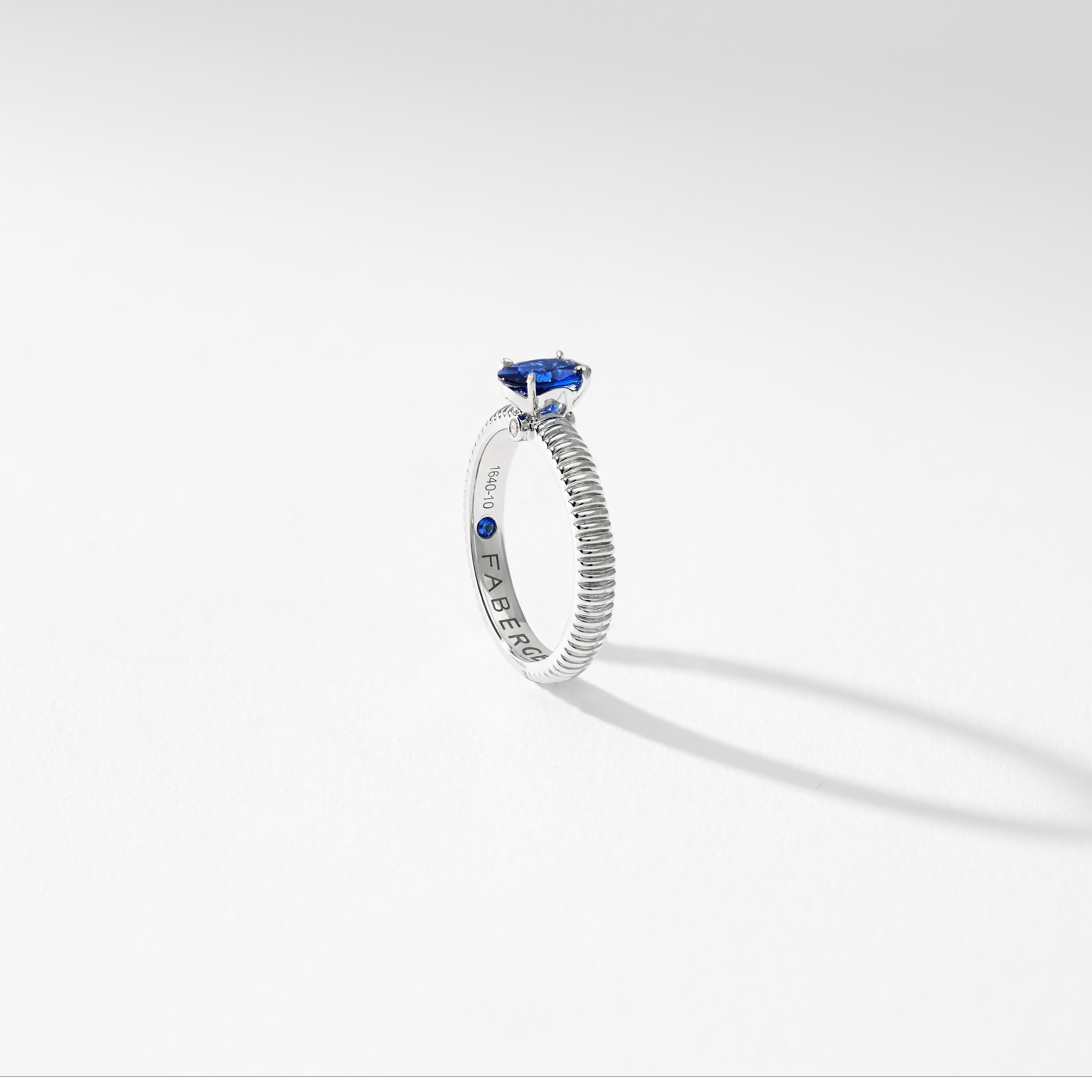 For Sale:  Fabergé Colours of Love White Gold Blue Sapphire Fluted Ring 4