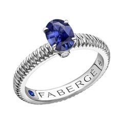 Fabergé Colours of Love White Gold Blue Sapphire Fluted Ring
