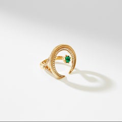 Fabergé Colours of Love Yellow Gold Emerald & Diamond Crescent Ring