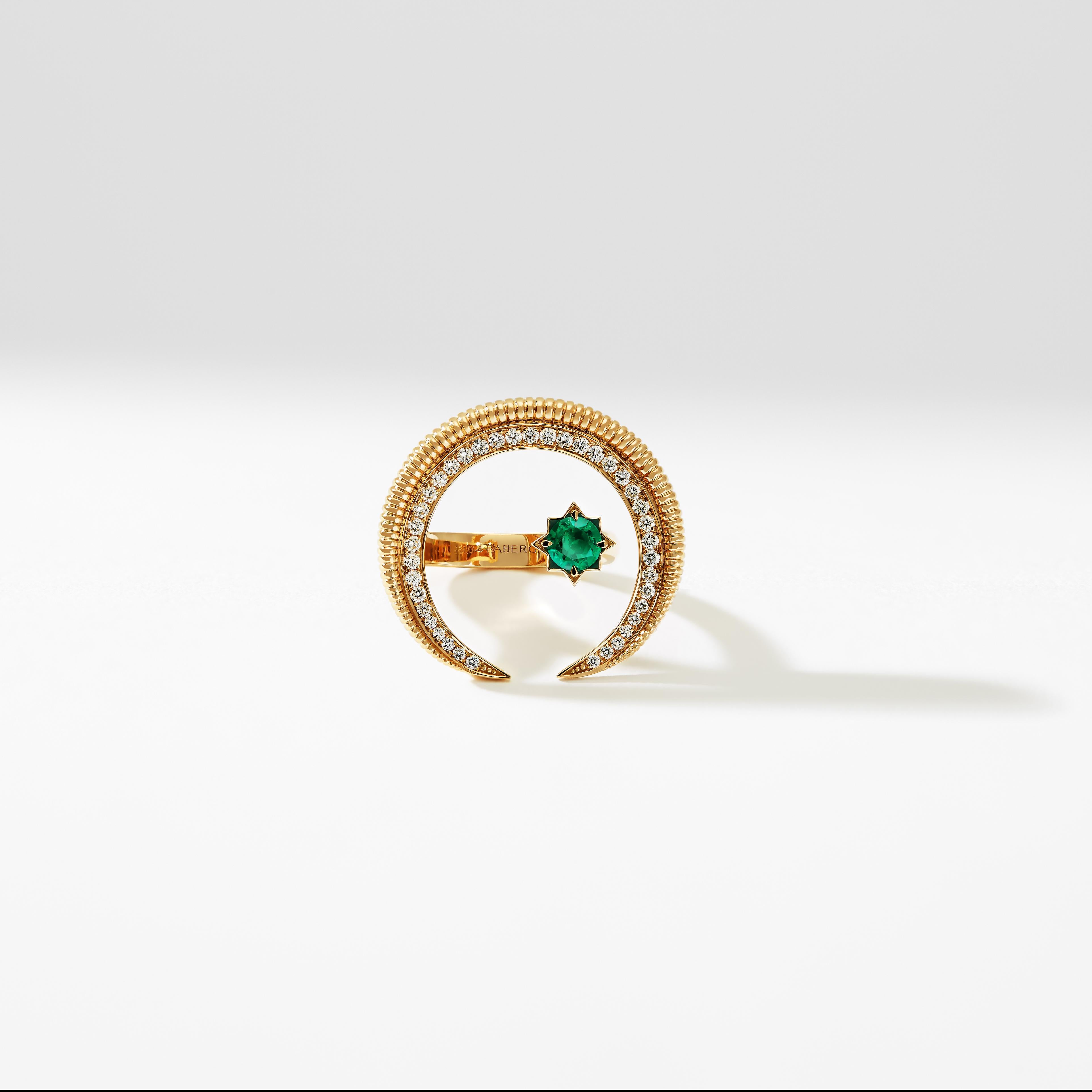 For Sale:  Fabergé Colours of Love Yellow Gold Emerald & Diamond Crescent Ring 4
